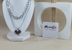 Cadena doble con dije corazon