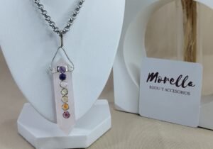 Cadena con dije cuarzo rosa /7 chakras