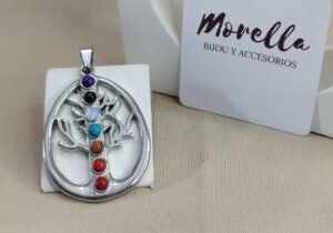 Dije árbol de la vida 7 chakras en acero quirúrgico