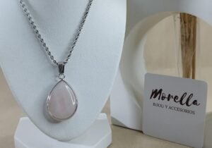 Cadena y dije cuarzo rosa